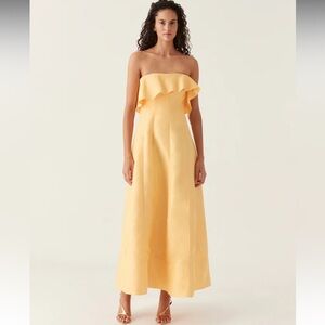 Aje shallows dress in marigold yellow, excellent condition, size 4 US, 8 AUS